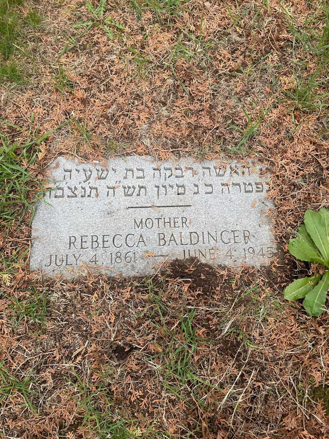 Rebecca Baldinger's grave. Photo 3