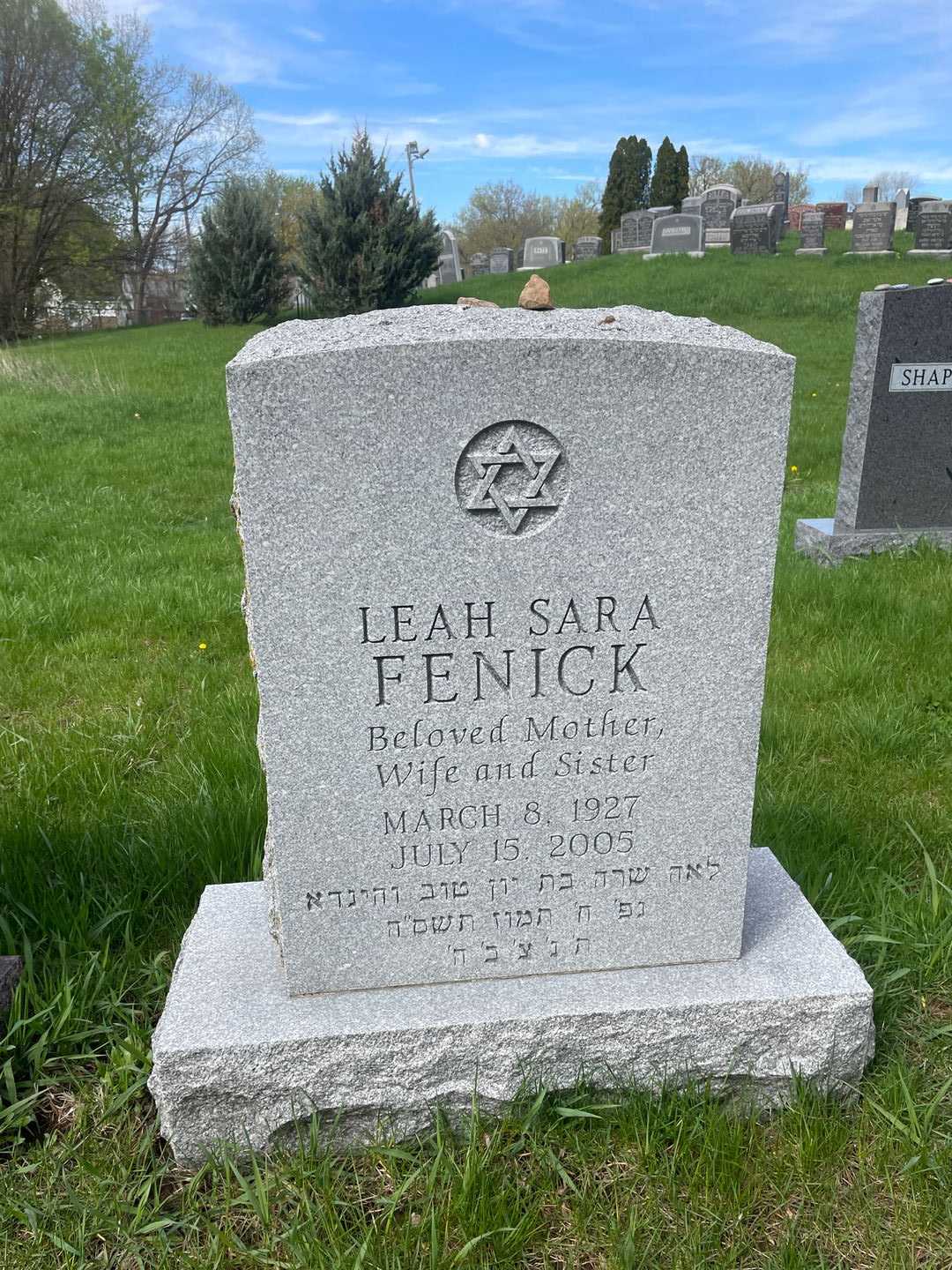 Leah Sara Fenick's grave. Photo 1