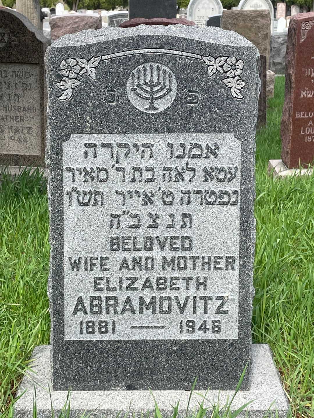 Elizabeth Abramovitz's grave. Photo 1