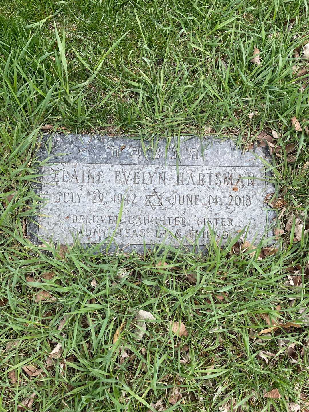 Elaine Evelyn Hartsman's grave. Photo 1