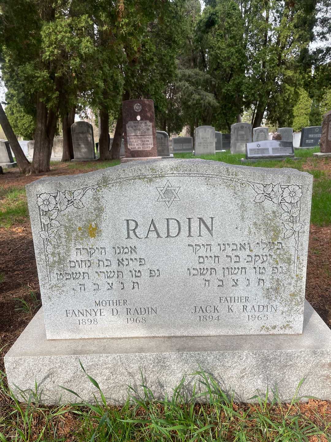 Fannye D. Radin's grave. Photo 1